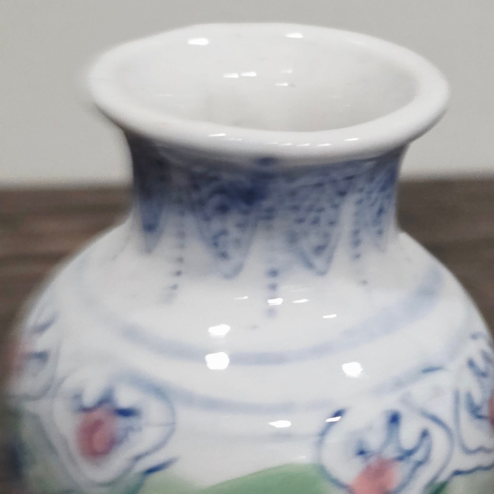 Santini Italy Style Mini Ceramic Vase‎ Floral Blue Pink Green Decorative Vintage - Picture 3 of 5